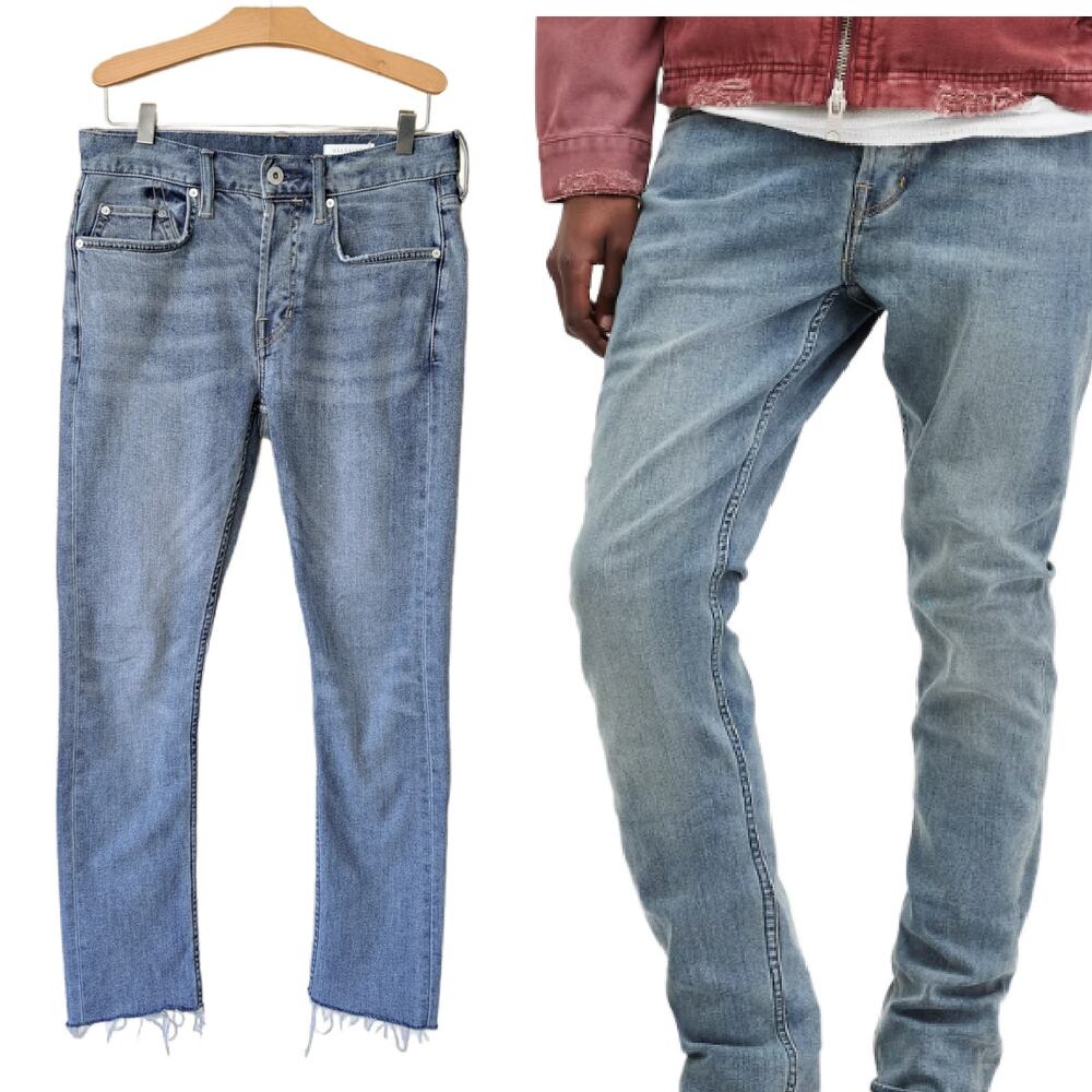AllSaints Cigarette Skinny Fit Denim Jeans Men's Size 28 x 27" Short Raw Hem